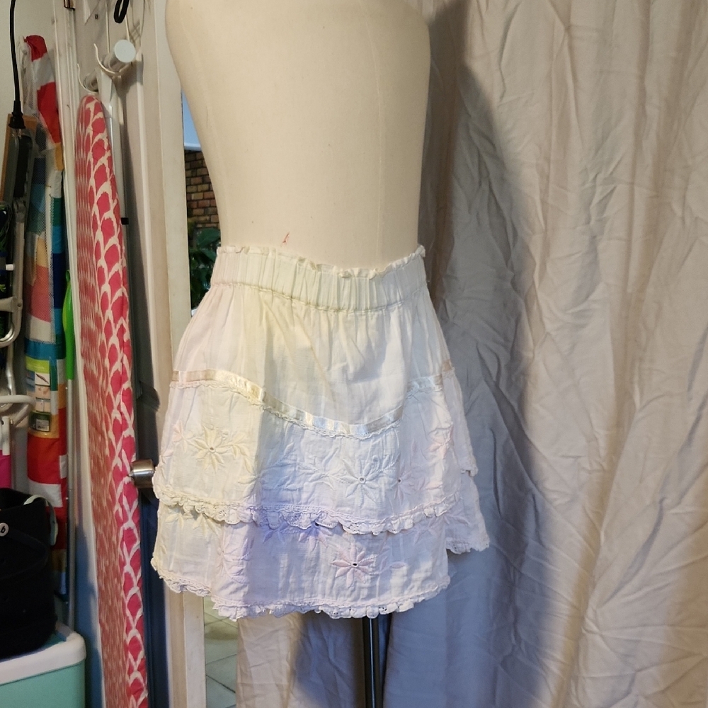 White Layered Mini Skirt